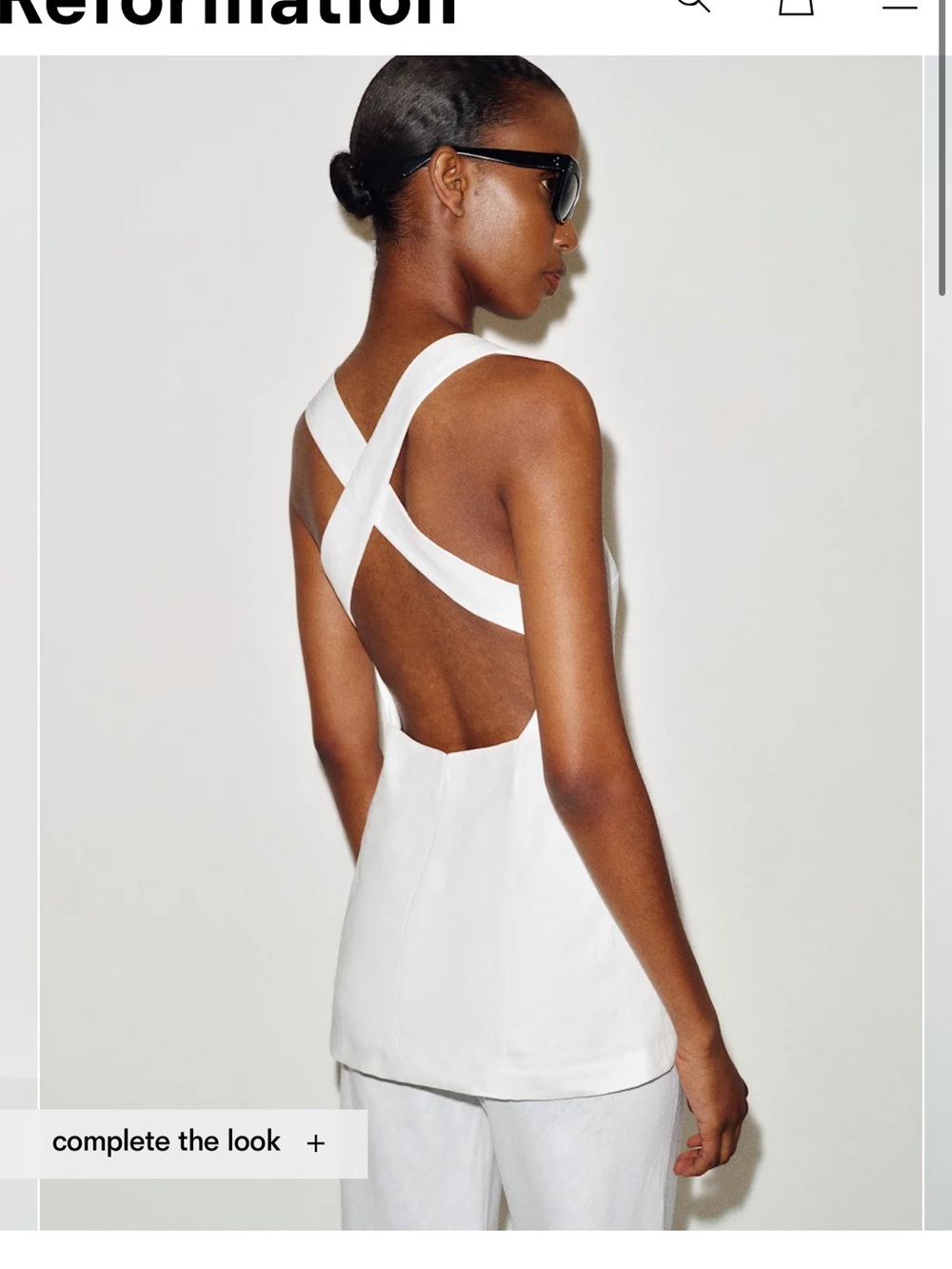 Reformation White Cross-Back Backless Top